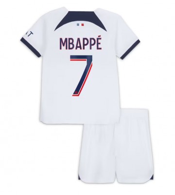 Paris Saint-Germain Kylian Mbappe #7 Borta Kläder Barn 2023-24 Kortärmad (+ Korta byxor)